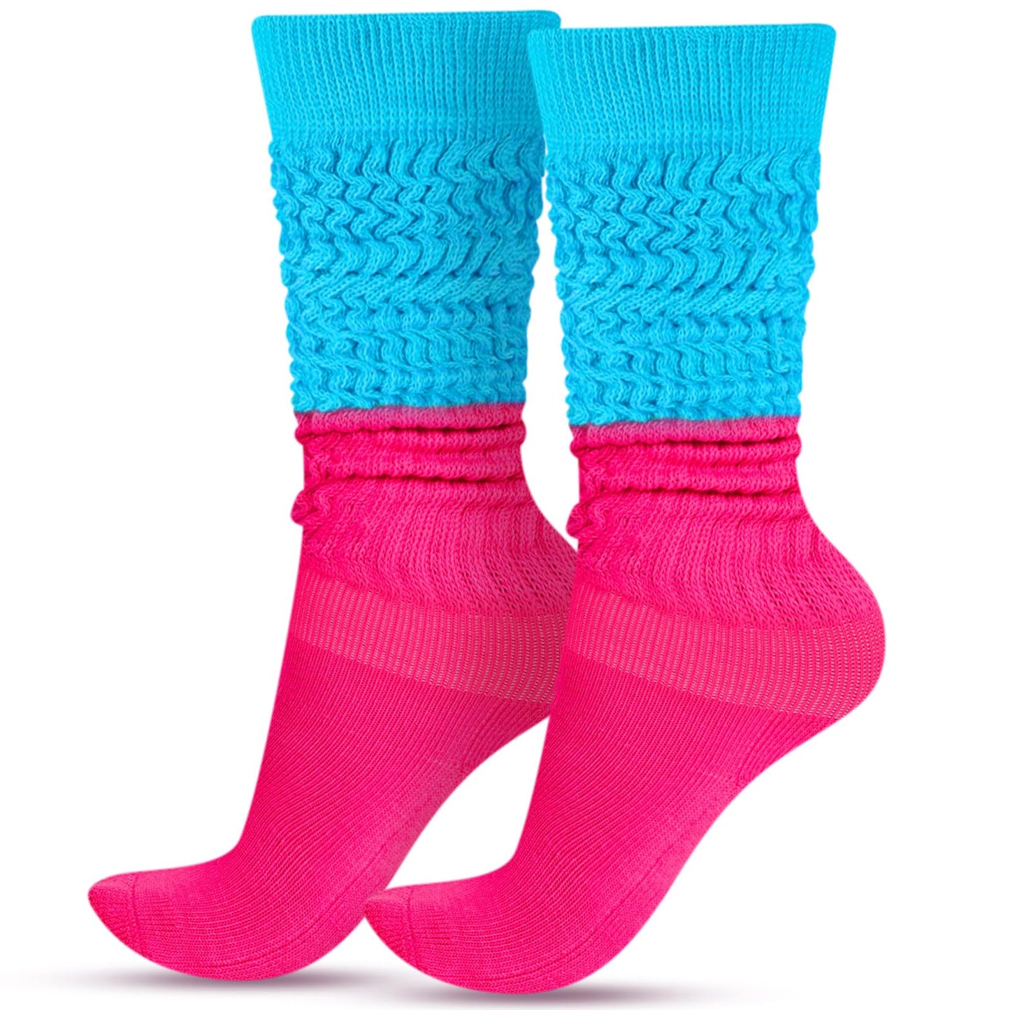 Geyoga Neon Slouch Socks,80s 90s Neon Women's Leg Warmers Extra Long Slouch Socks Soft Scrunch Knee High for Party
