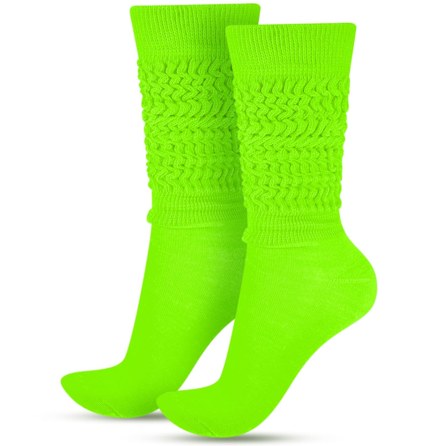 Geyoga Neon Slouch Socks,80s 90s Neon Women's Leg Warmers Extra Long Slouch Socks Soft Scrunch Knee High for Party