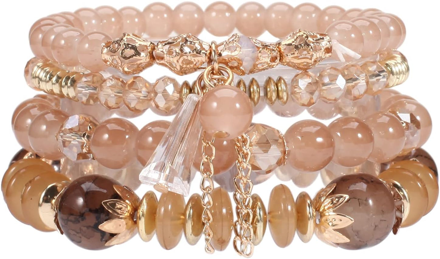 Bracelets Bohe Multilayer Chain Tassel Stackable Charm Stretch Statement Bracelet Set