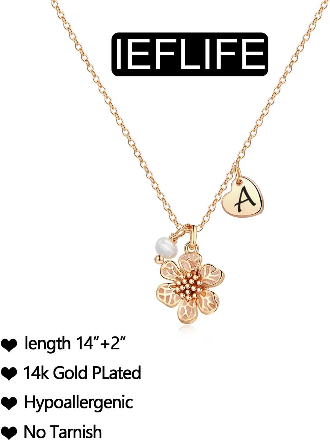 IEFLIFE Flower Girl Gifts - 14K Gold Plated Heart Initial Necklace Wedding Gift for Girls