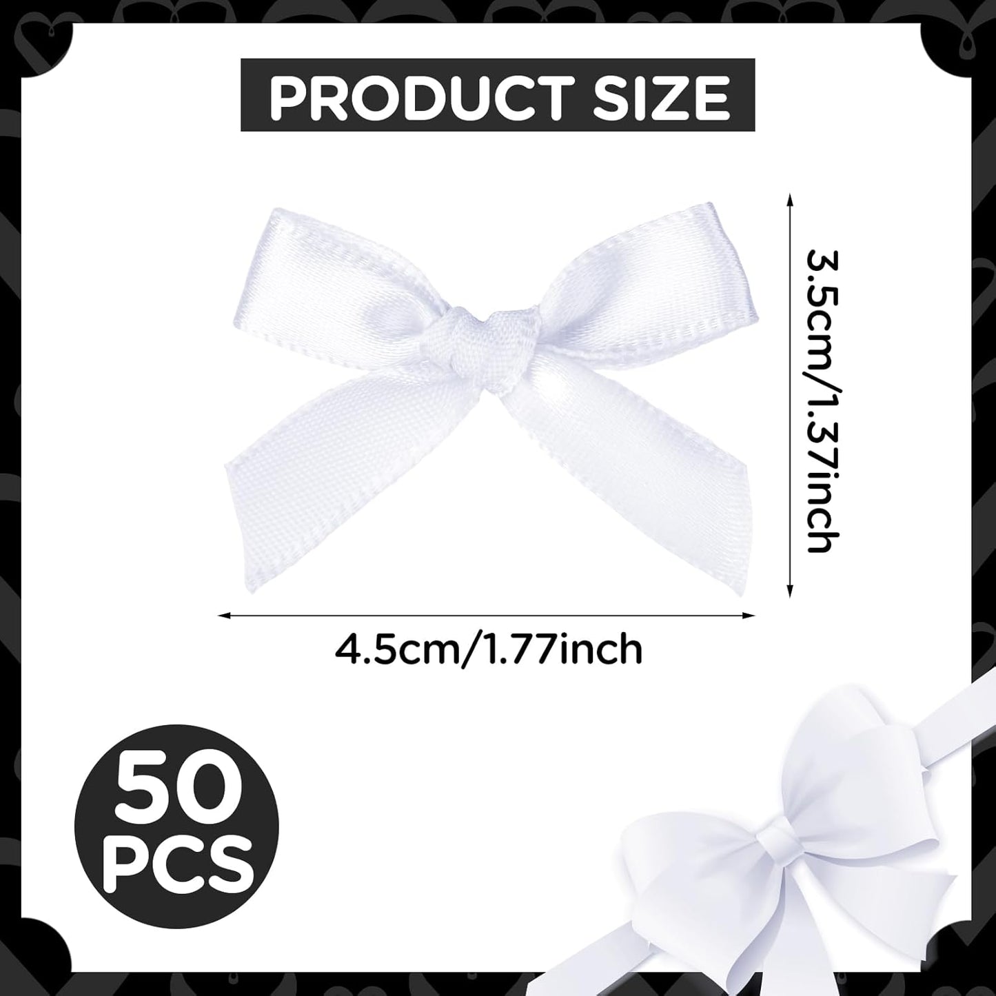 30PCS White Ribbon Bow Charms for Junk Socks,1.37 Inch Mini Junk Socks Charms Brooch Pins for Shoes, Hats, Clothing Accessories, Y2K Coquette Brooch Pins for Women Teens