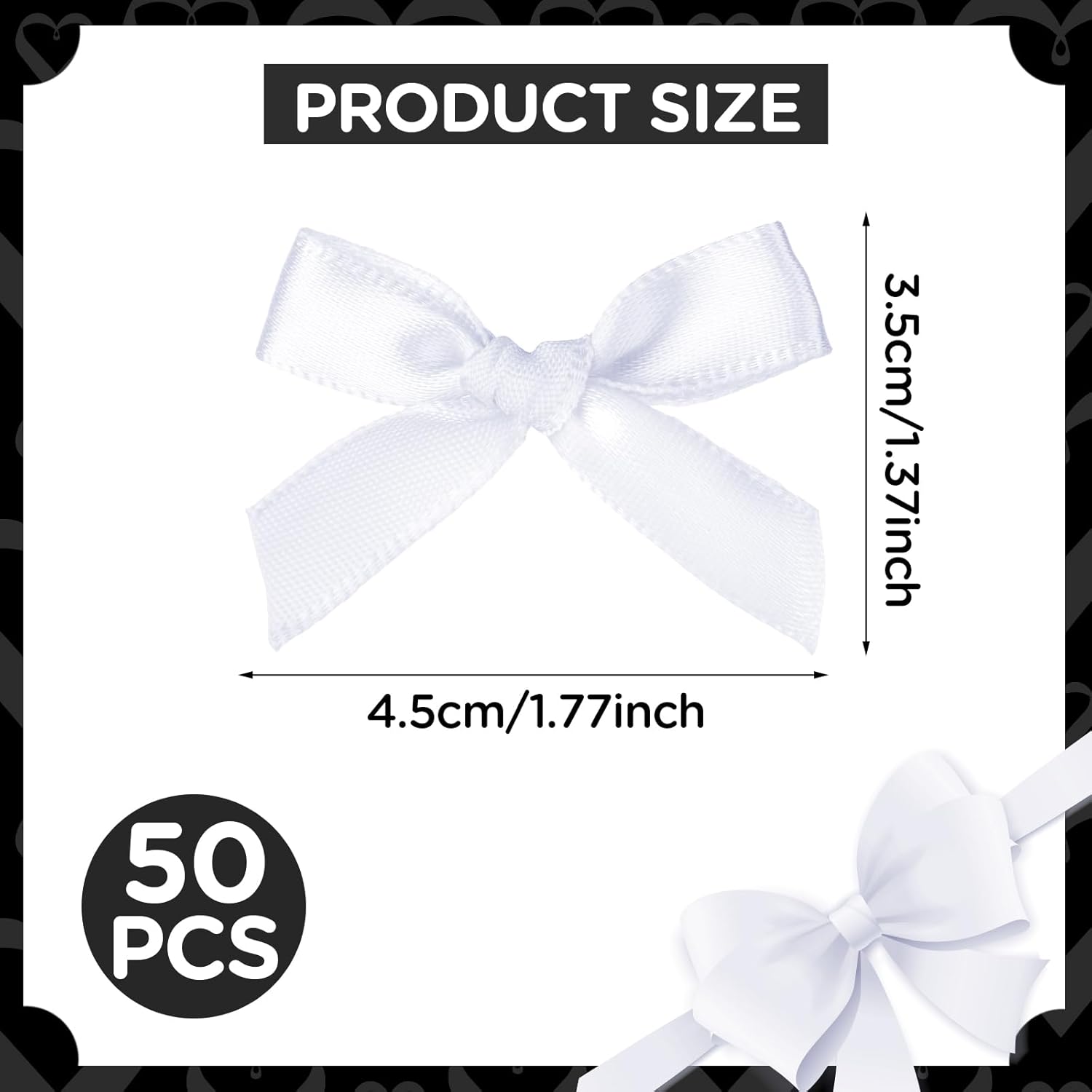 30PCS White Ribbon Bow Charms for Junk Socks,1.37 Inch Mini Junk Socks Charms Brooch Pins for Shoes, Hats, Clothing Accessories, Y2K Coquette Brooch Pins for Women Teens