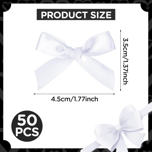 30PCS White Ribbon Bow Charms for Junk Socks,1.37 Inch Mini Junk Socks Charms Brooch Pins for Shoes, Hats, Clothing Accessories, Y2K Coquette Brooch Pins for Women Teens