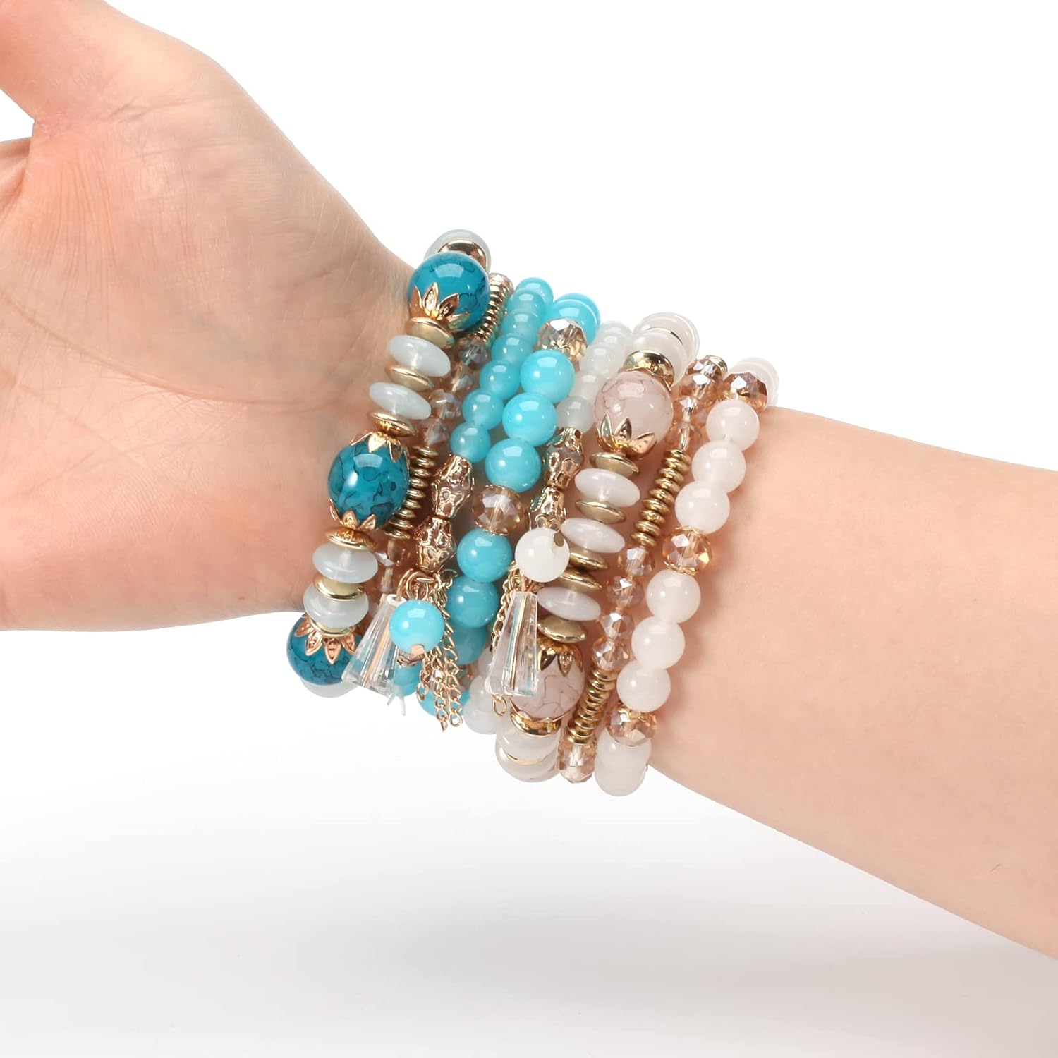 Bracelets Bohe Multilayer Chain Tassel Stackable Charm Stretch Statement Bracelet Set