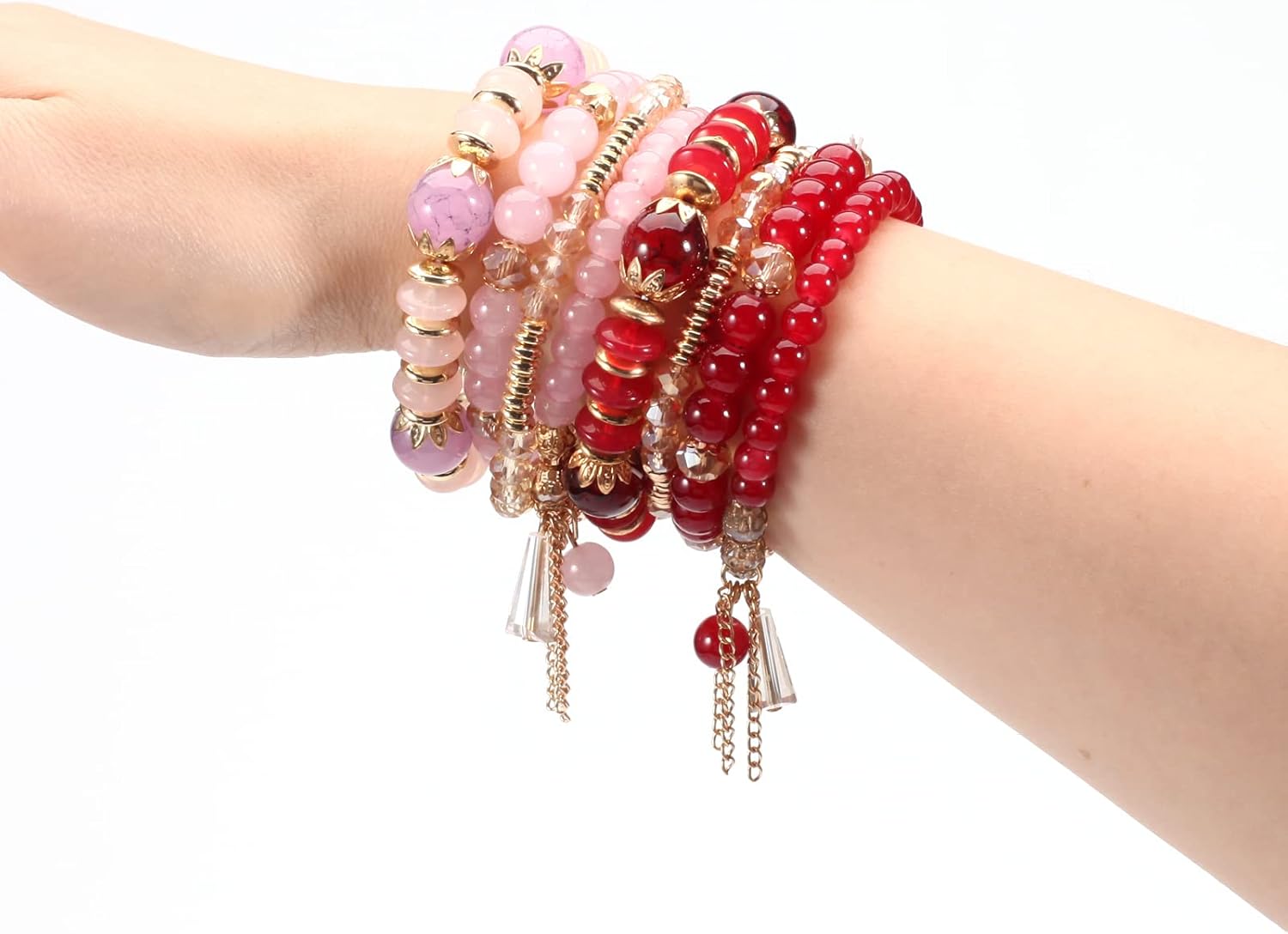 Bracelets Bohe Multilayer Chain Tassel Stackable Charm Stretch Statement Bracelet Set
