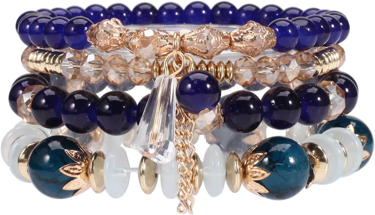 Bracelets Bohe Multilayer Chain Tassel Stackable Charm Stretch Statement Bracelet Set