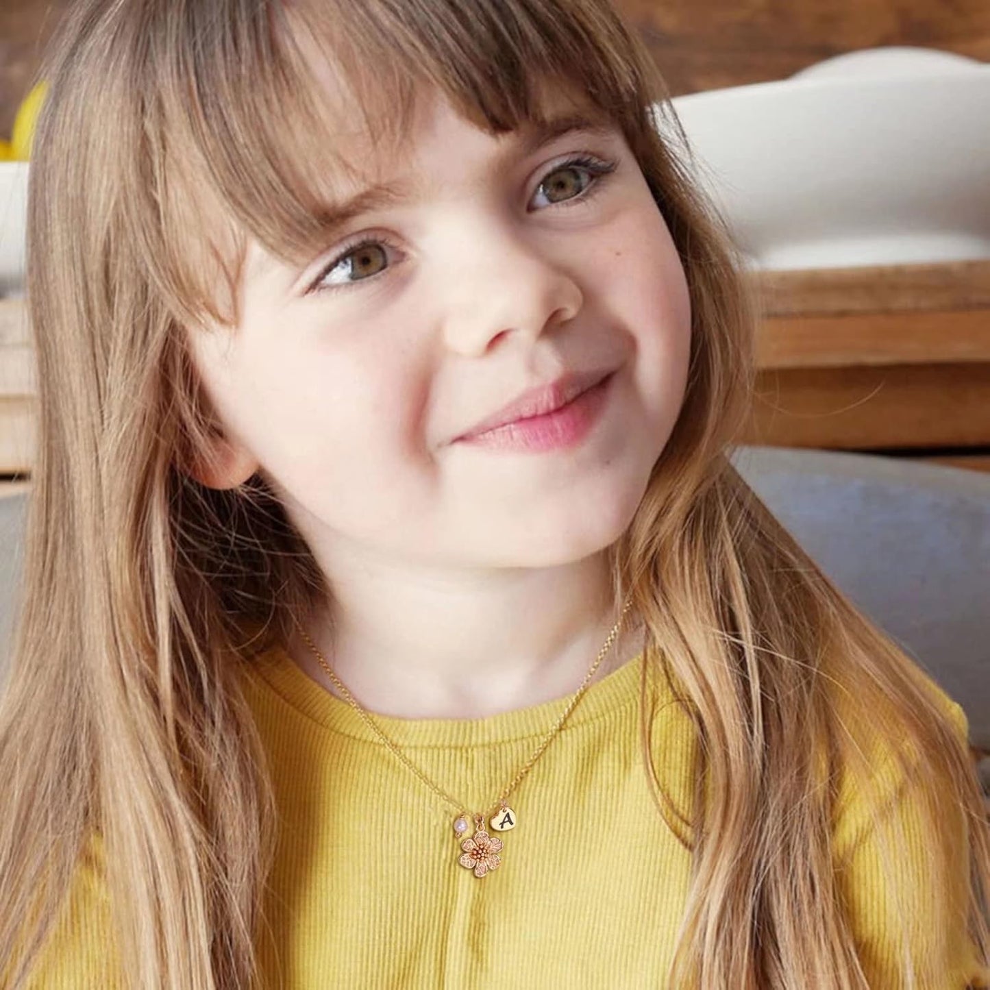 IEFLIFE Flower Girl Gifts - 14K Gold Plated Heart Initial Necklace Wedding Gift for Girls