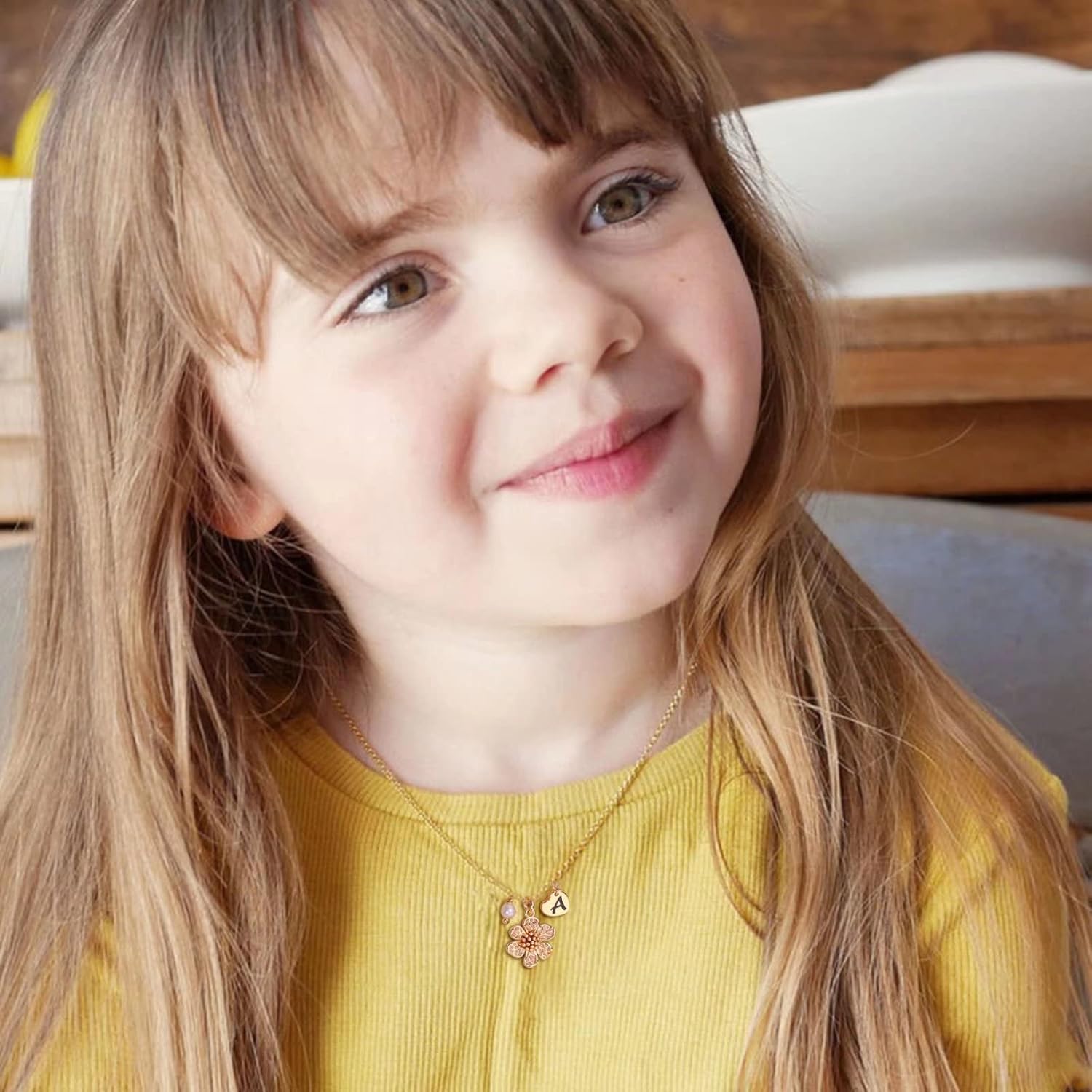 IEFLIFE Flower Girl Gifts - 14K Gold Plated Heart Initial Necklace Wedding Gift for Girls