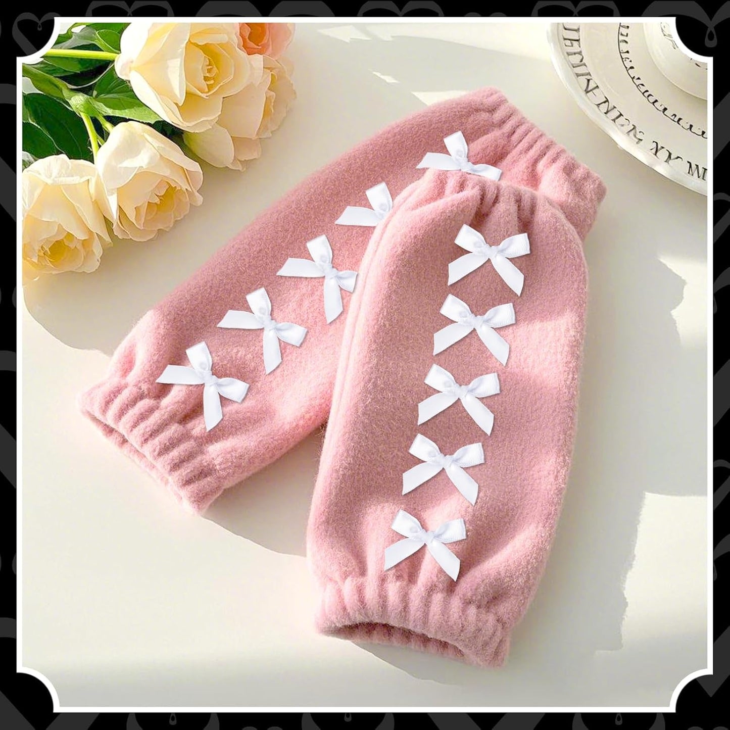 30PCS White Ribbon Bow Charms for Junk Socks,1.37 Inch Mini Junk Socks Charms Brooch Pins for Shoes, Hats, Clothing Accessories, Y2K Coquette Brooch Pins for Women Teens
