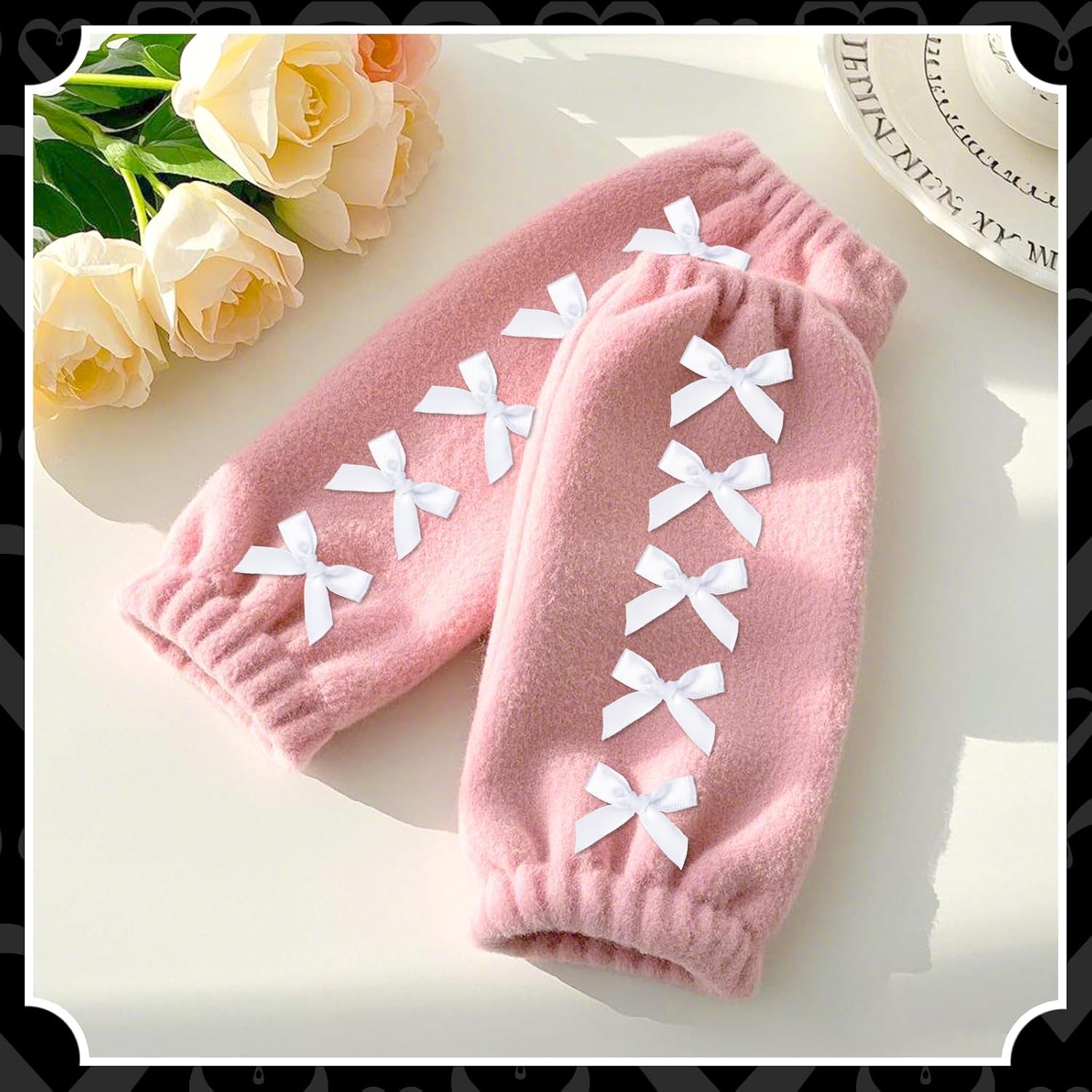 30PCS White Ribbon Bow Charms for Junk Socks,1.37 Inch Mini Junk Socks Charms Brooch Pins for Shoes, Hats, Clothing Accessories, Y2K Coquette Brooch Pins for Women Teens