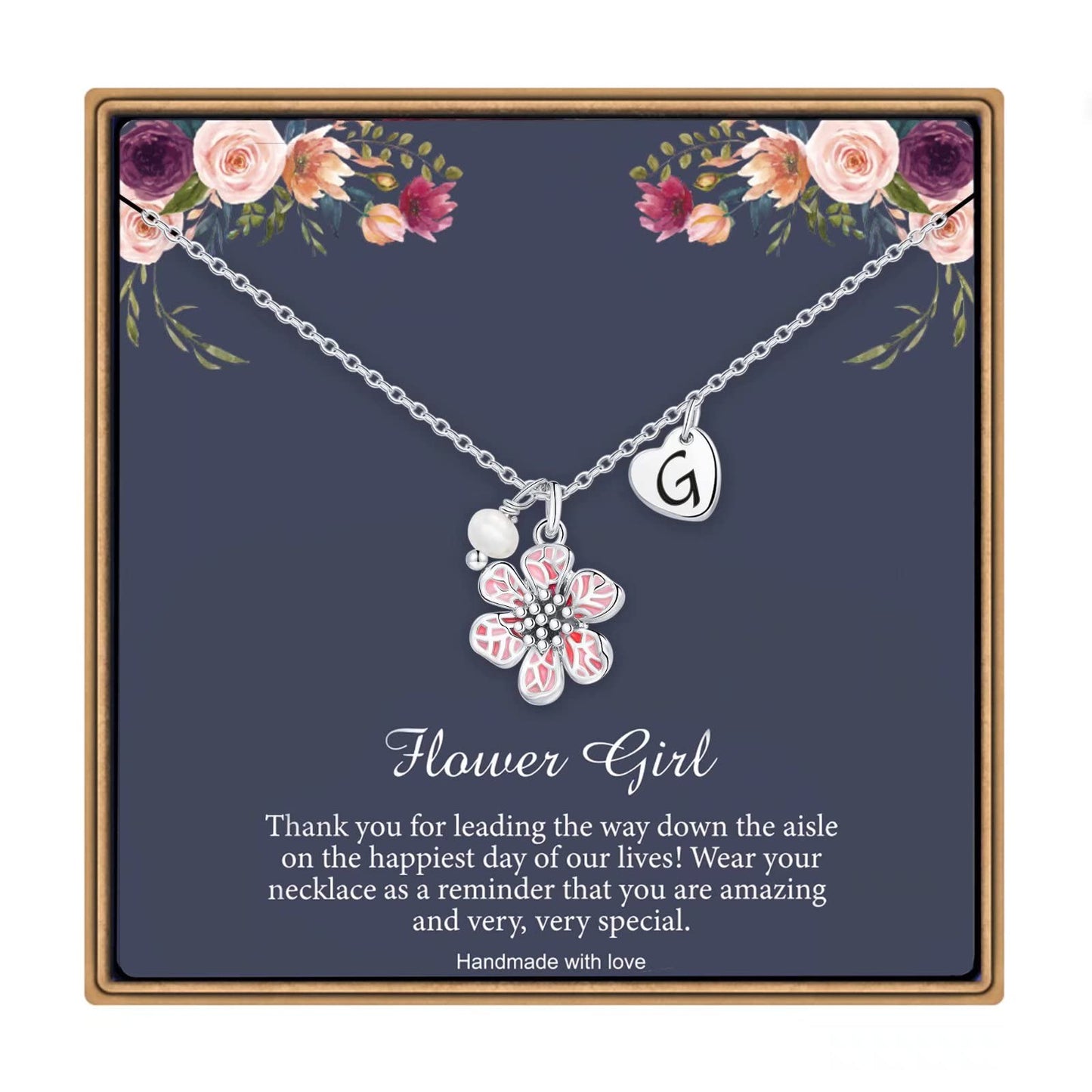 IEFLIFE Flower Girl Gifts - 14K Gold Plated Heart Initial Necklace Wedding Gift for Girls
