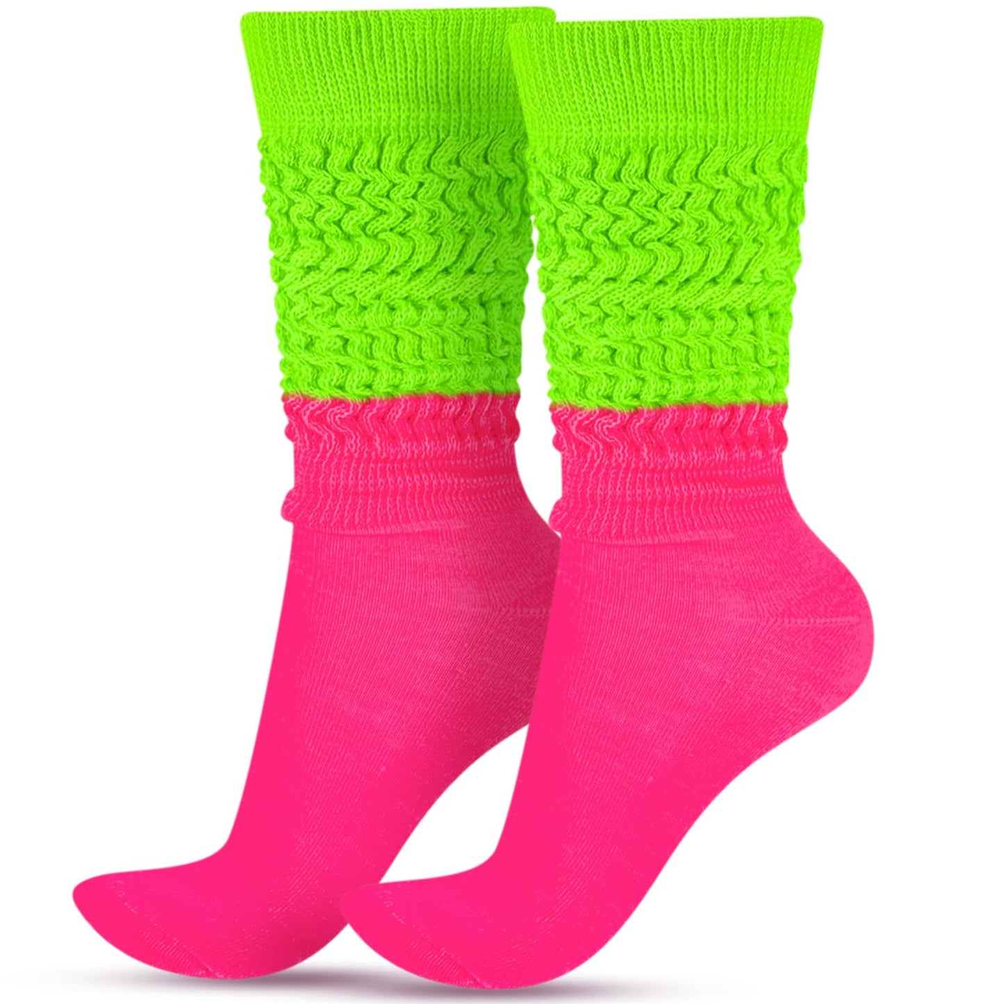 Geyoga Neon Slouch Socks,80s 90s Neon Women's Leg Warmers Extra Long Slouch Socks Soft Scrunch Knee High for Party