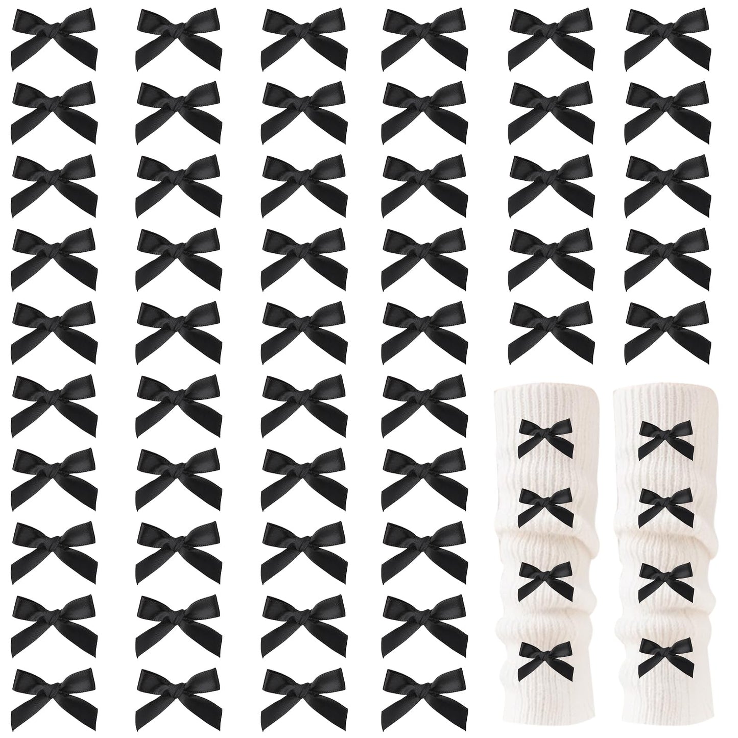 30PCS White Ribbon Bow Charms for Junk Socks,1.37 Inch Mini Junk Socks Charms Brooch Pins for Shoes, Hats, Clothing Accessories, Y2K Coquette Brooch Pins for Women Teens