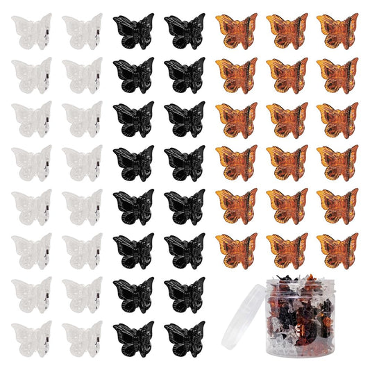50 Packs Assorted Color Butterfly Hair Clips, Beautiful Mini Butterfly Hair Clips Hair Accessories for Women and Girls (Black, brown，white)
