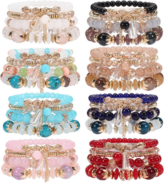 Bracelets Bohe Multilayer Chain Tassel Stackable Charm Stretch Statement Bracelet Set