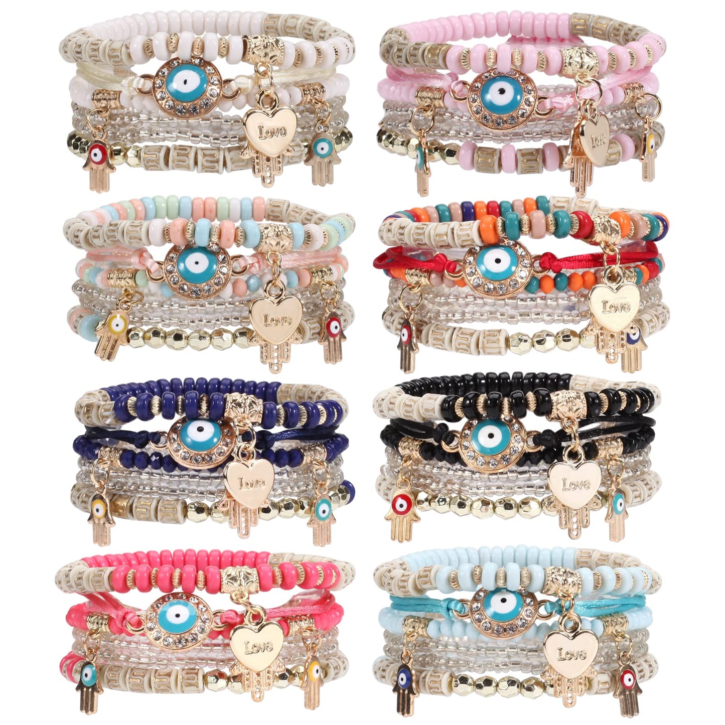 Bracelets Bohe Multilayer Chain Tassel Stackable Charm Stretch Statement Bracelet Set