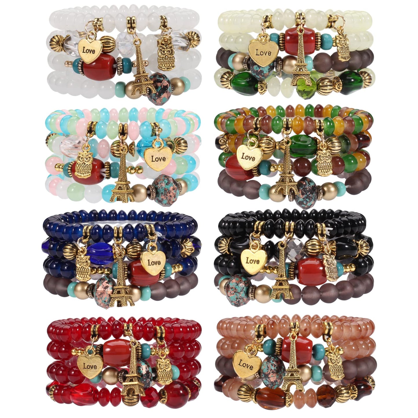 Bracelets Bohe Multilayer Chain Tassel Stackable Charm Stretch Statement Bracelet Set