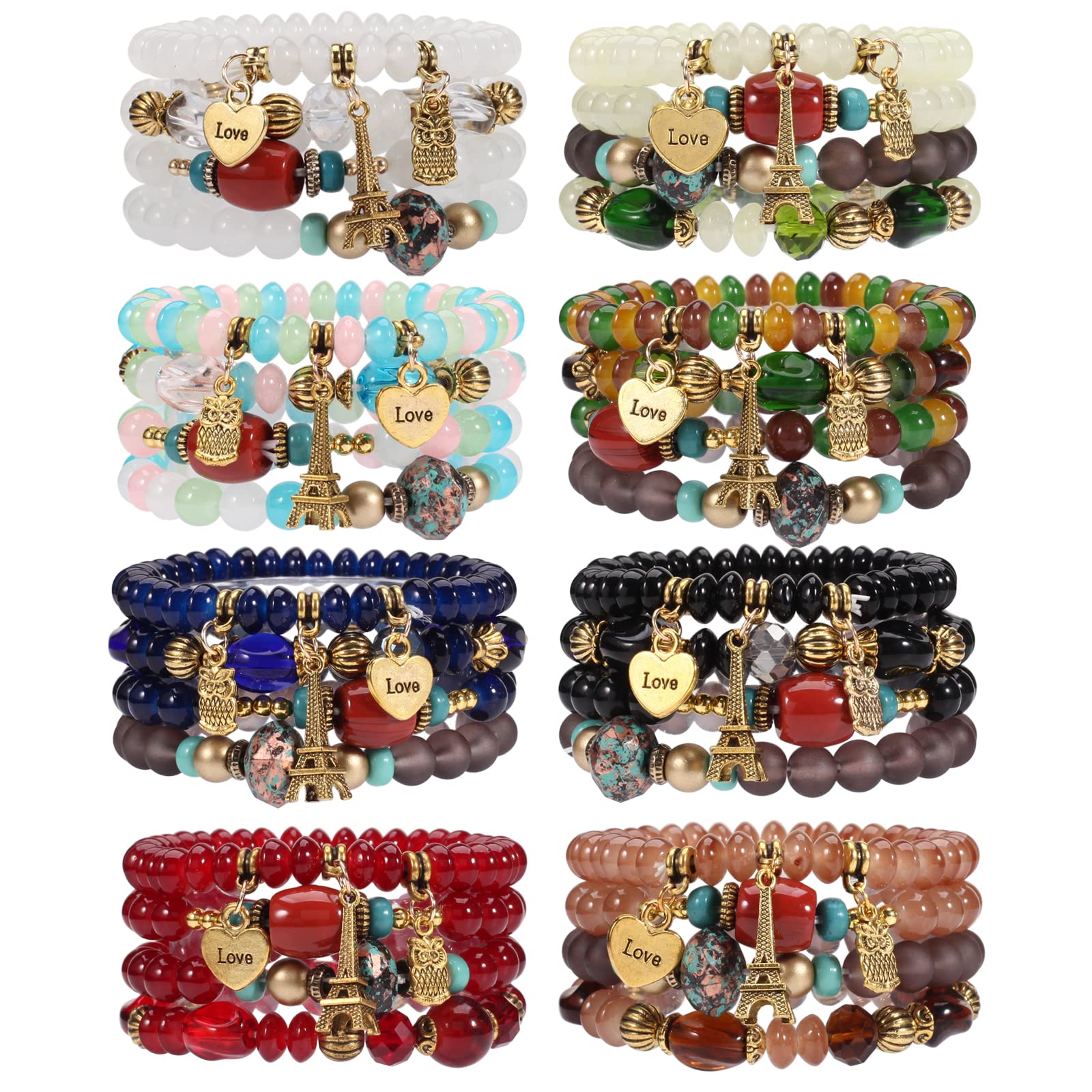 Bracelets Bohe Multilayer Chain Tassel Stackable Charm Stretch Statement Bracelet Set